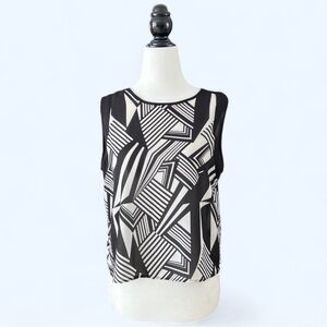 Alice Hope Black White Graphic Striped Sleeveless Blouse Top Small Art Top Small